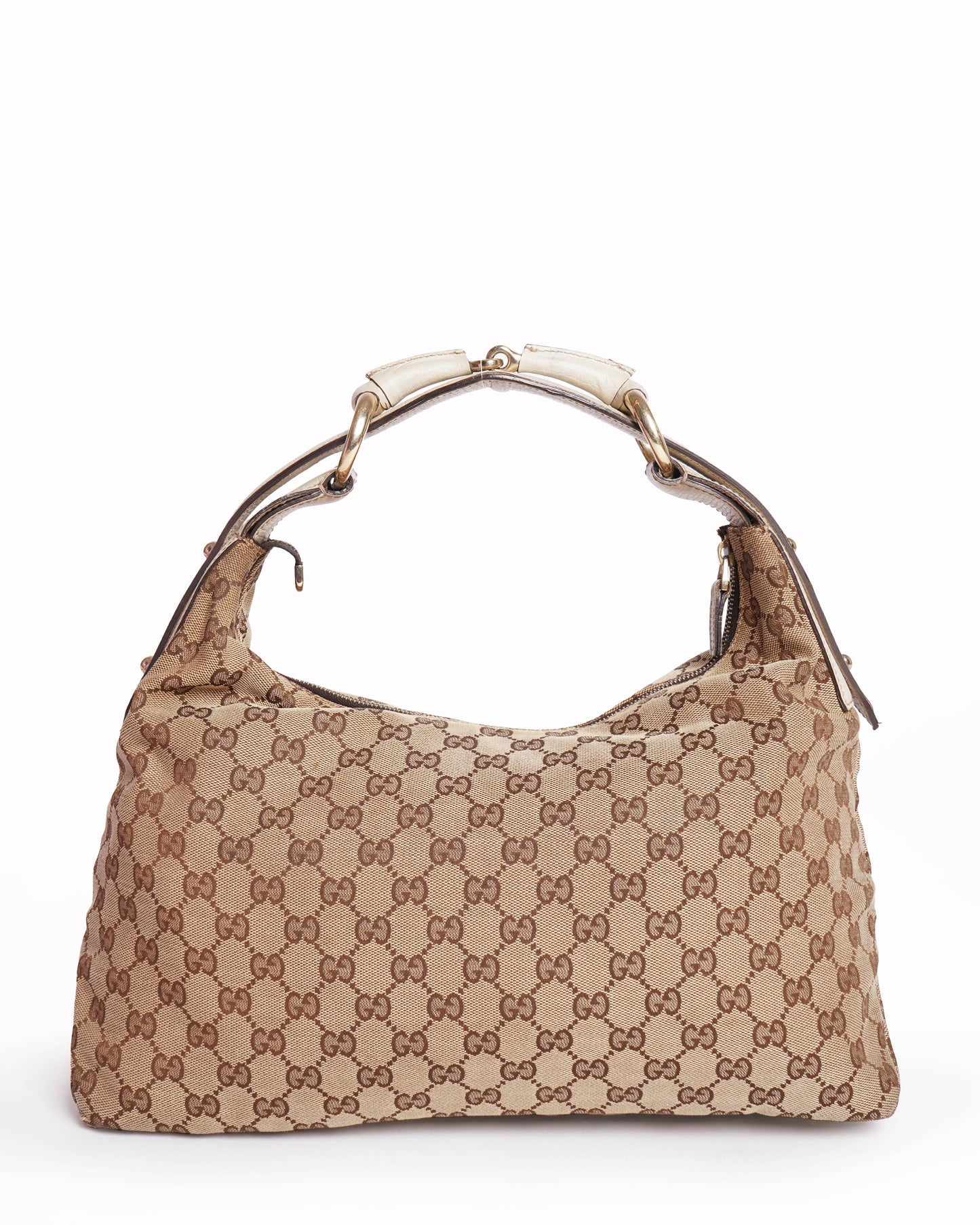 Gucci beige GG Monogram Canvas & Leather hobo bag