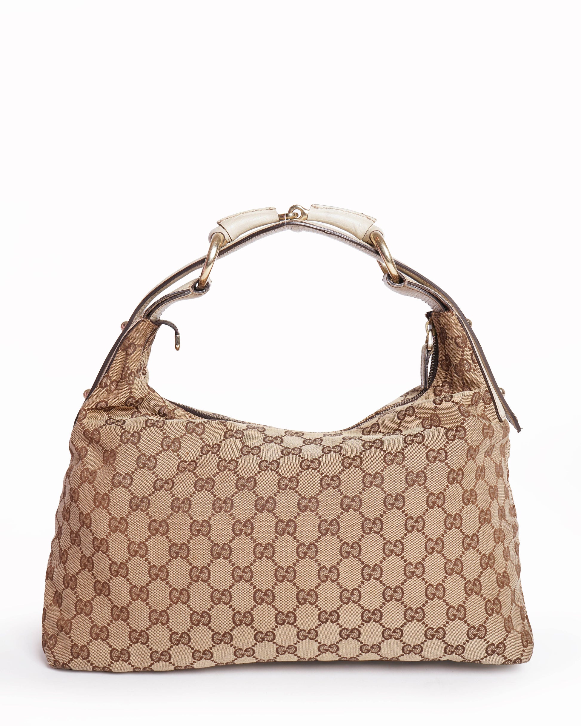 Gucci beige GG Monogram Canvas & Leather hobo bag