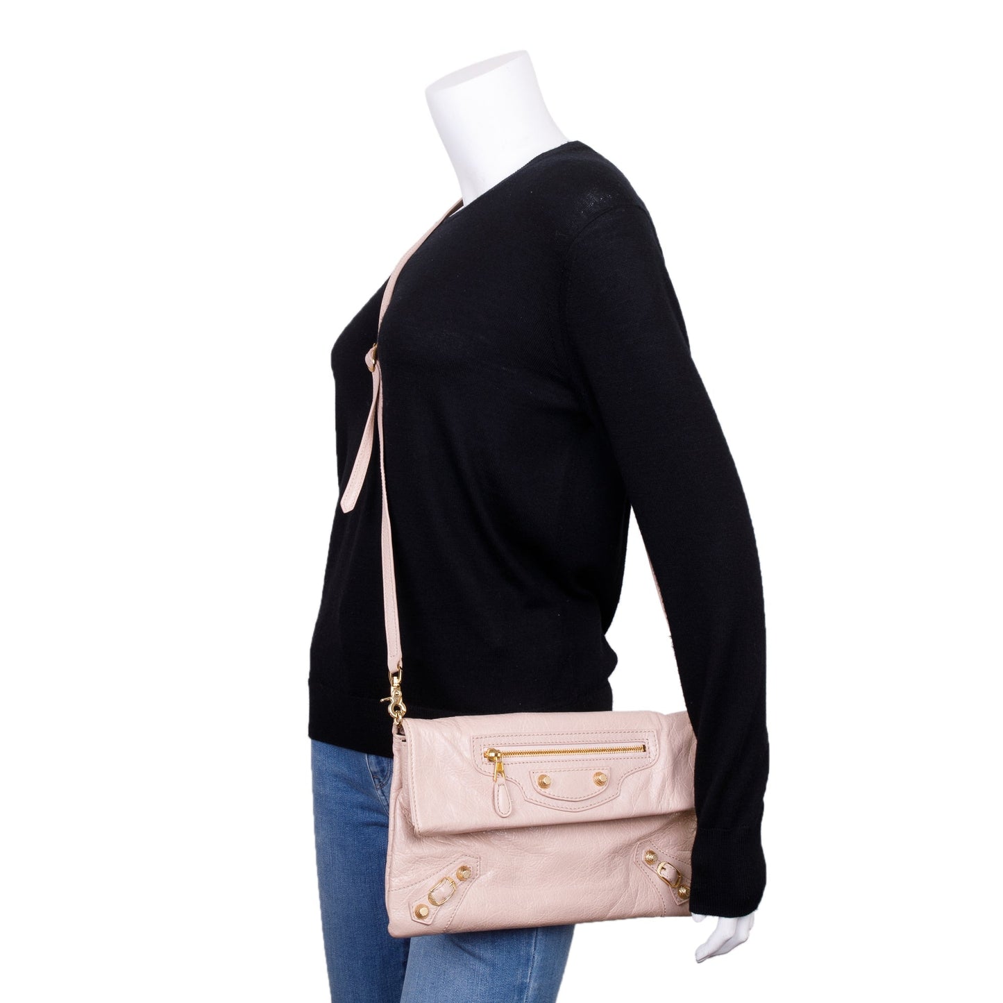 Balenciaga Agneau Giant Envelope Strap Clutch Leather Beige Clutch Bag