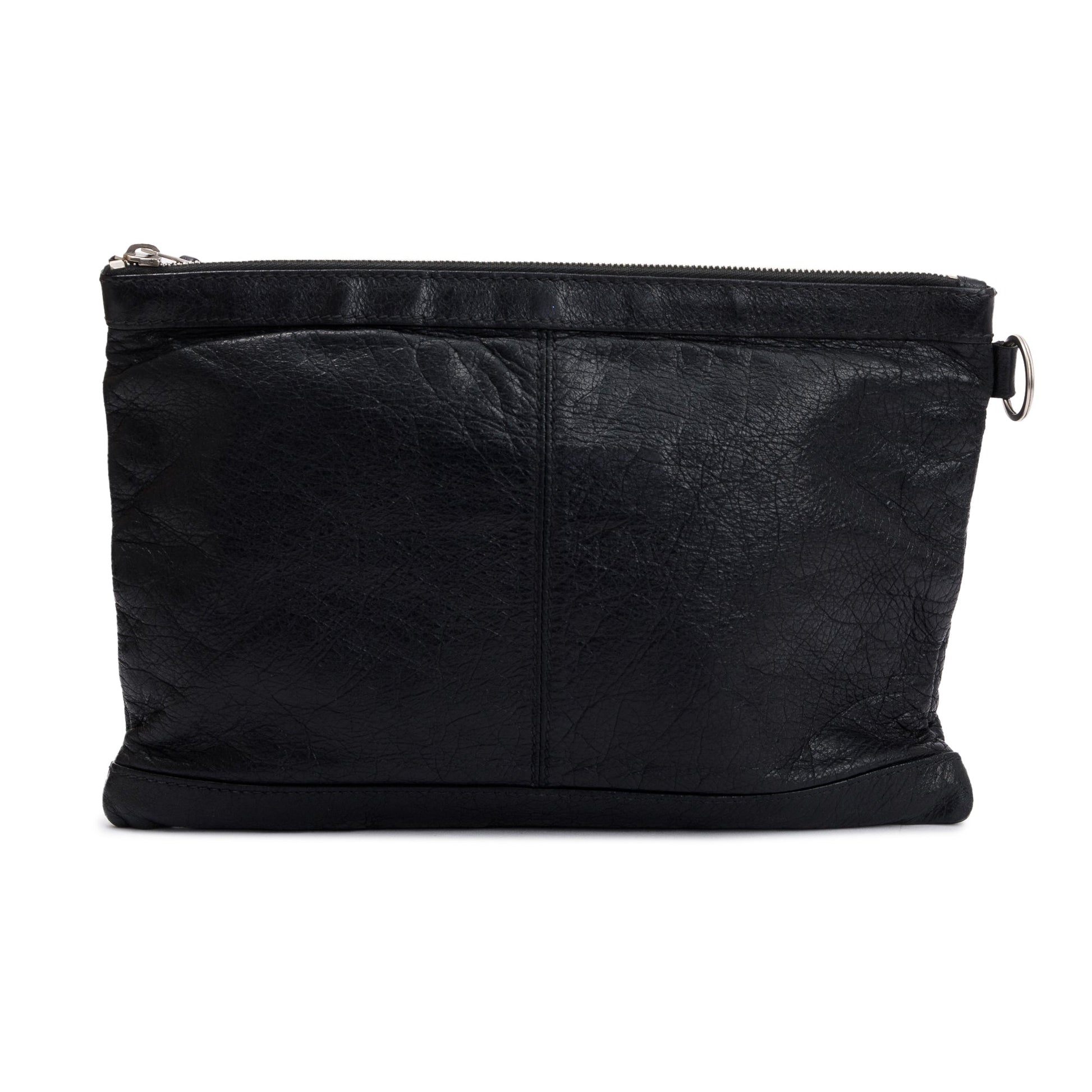 Balenciaga Agneau Arena Motocross Classic Clip Pouch Travel Leather Black Travel Bag