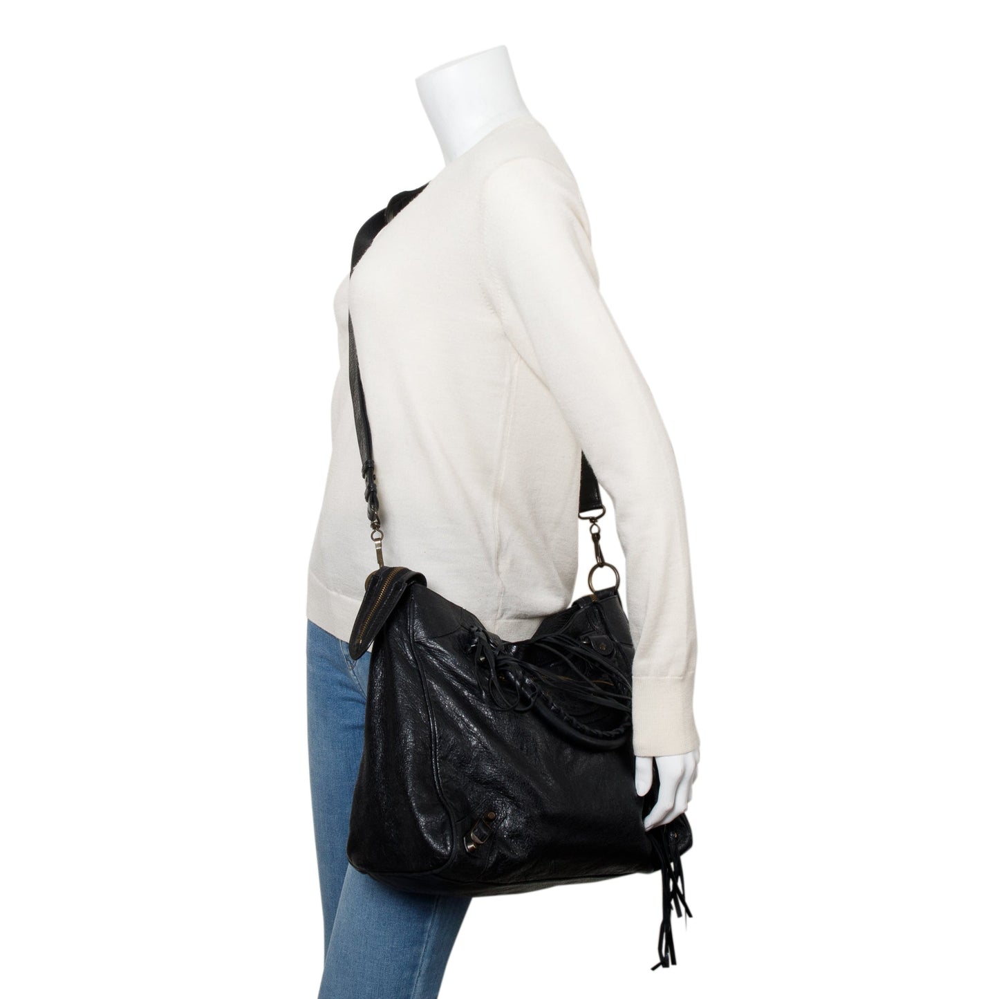 Balenciaga Agneu Motocross Classic City Velo Bag Leather Black Travel Bag