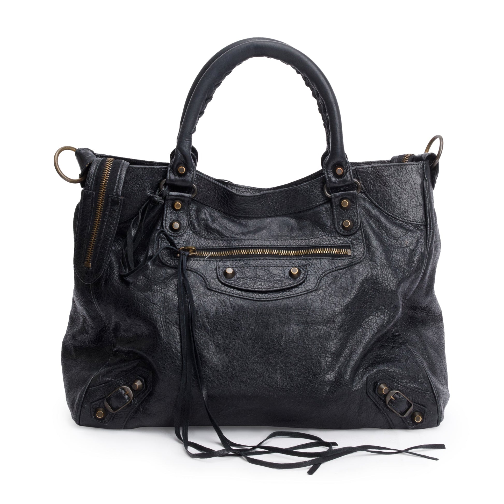 Balenciaga Agneu Motocross Classic City Velo Bag Leather Black Travel Bag