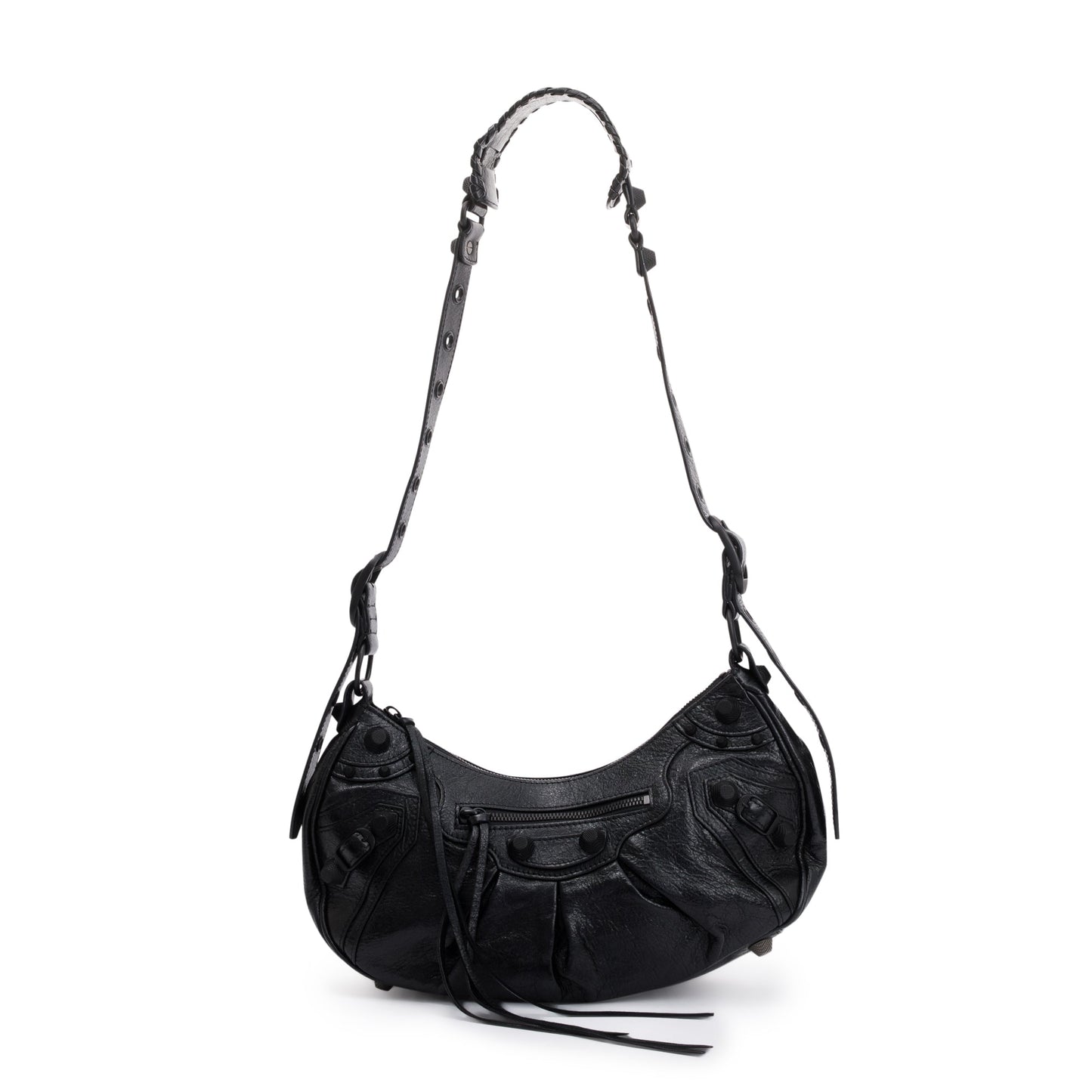 Balenciaga Arena Le Cagole Shoulder Bag Leather Black Pouch 43745
