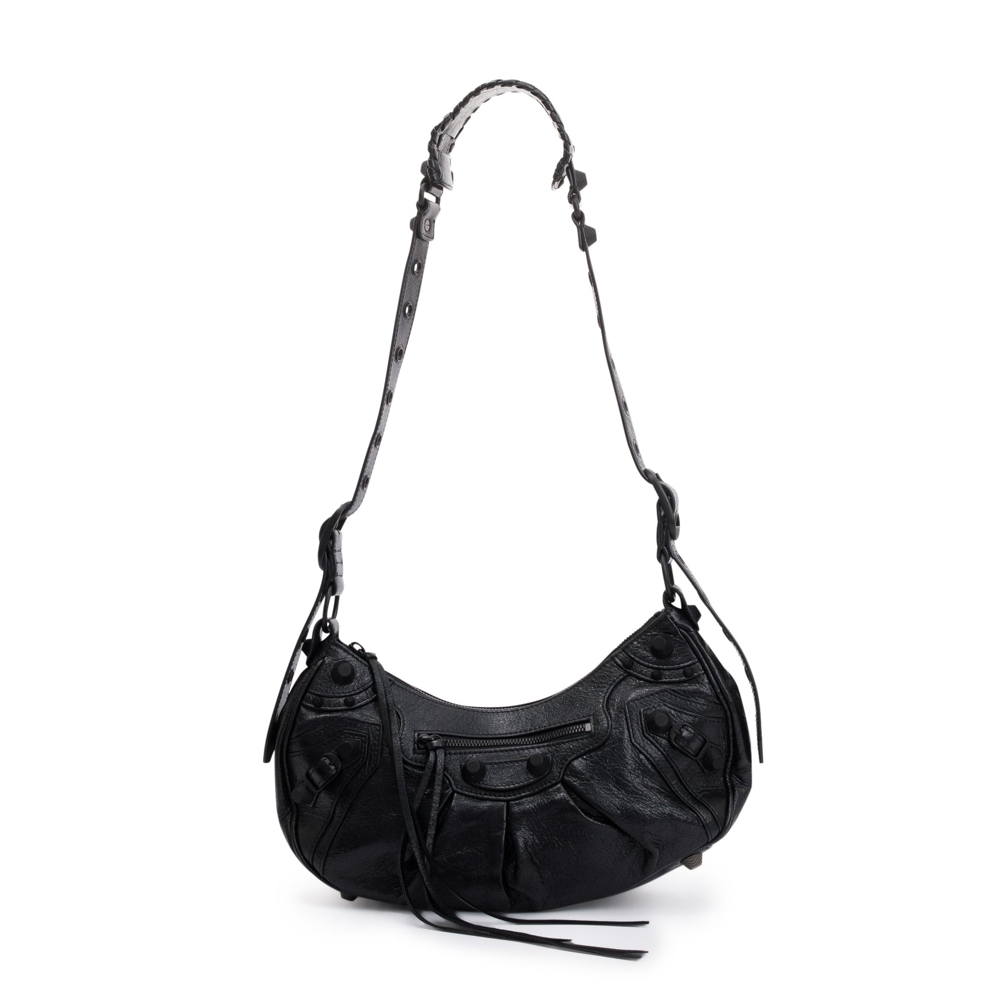 Balenciaga Arena Le Cagole Shoulder Bag Leather Black Pouch 43745