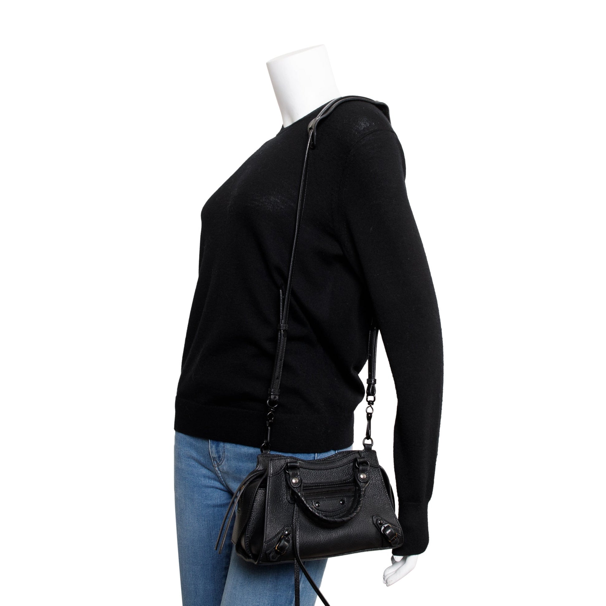Balenciaga Calfskin Neo Classic Top Handle Bag Leather Black Travel Bag