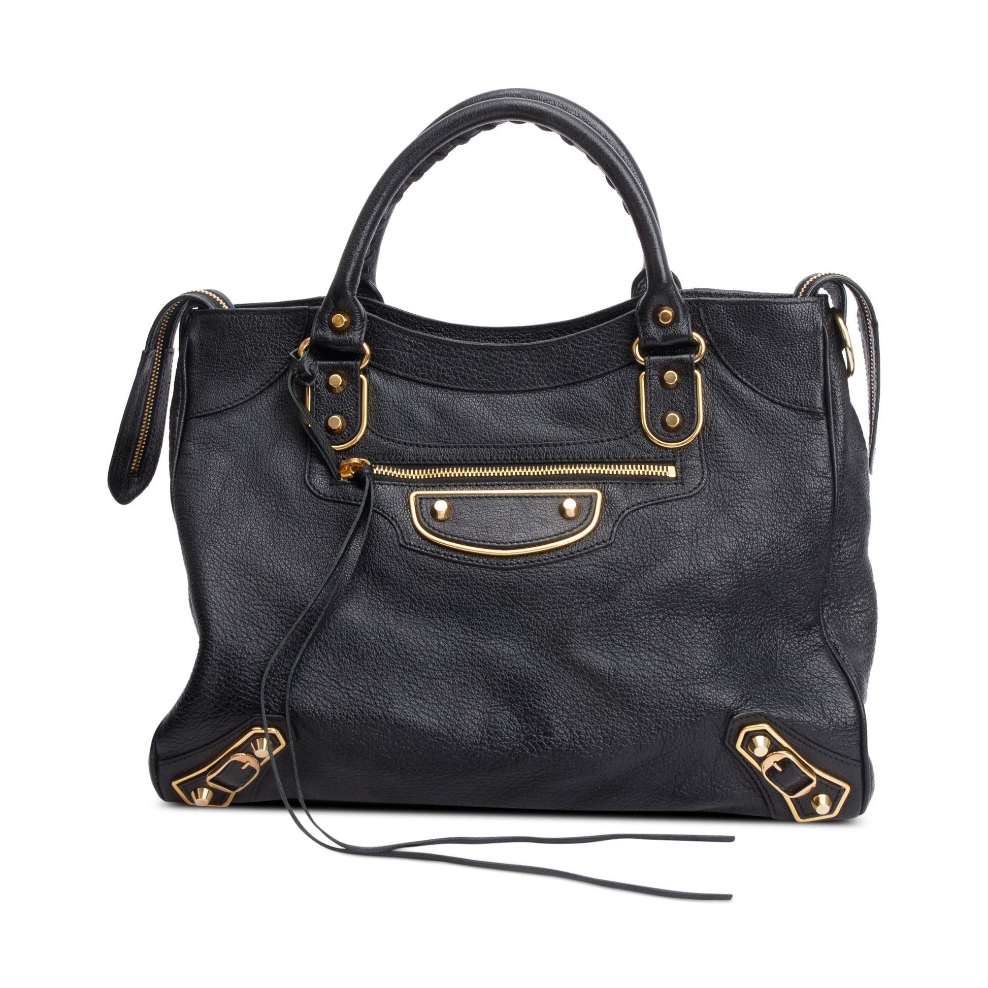 Balenciaga Chevre Metallic Edge Velo City Bag Leather Black Travel Bag