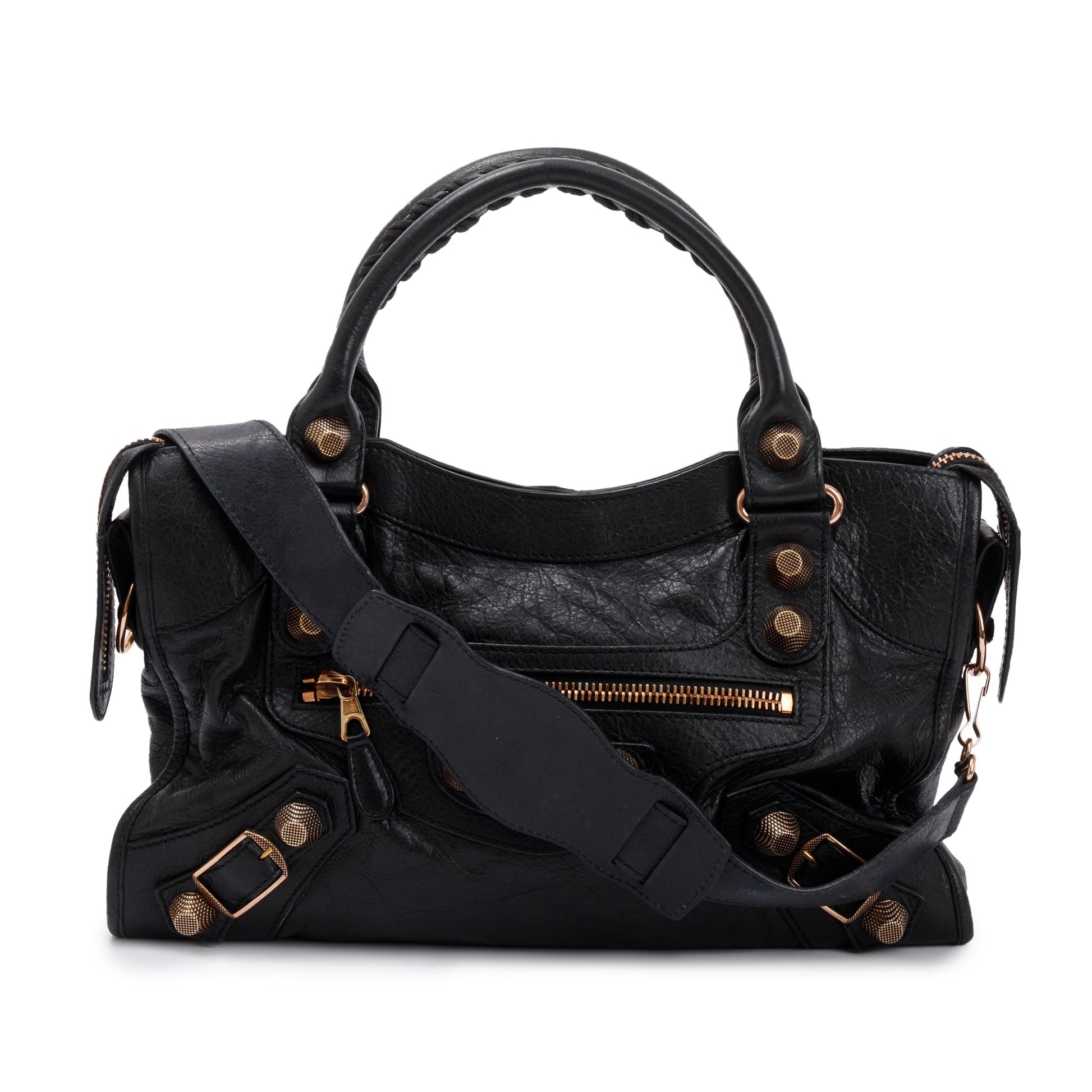 Balenciaga Distressed Arena Giant City Bag Leather Black Travel Bag