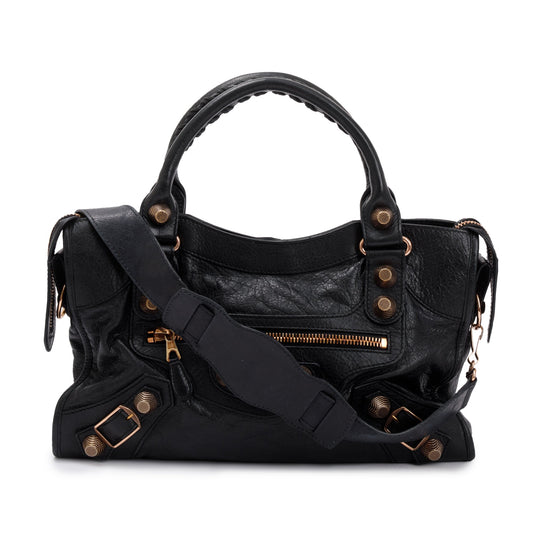 Balenciaga Distressed Arena Giant City Bag Leather Black Travel Bag