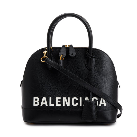 Balenciaga Grained Calfskin Ville Top Handle Bag Leather Black Travel Bag