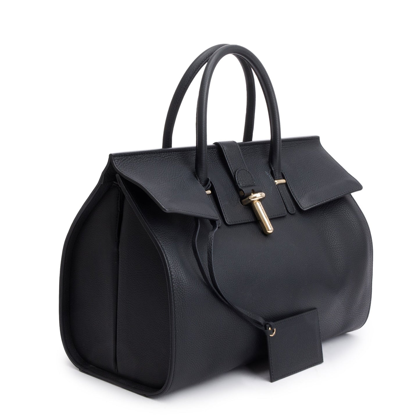 Balenciaga Tube Round Tote Leather Black Tote Bag