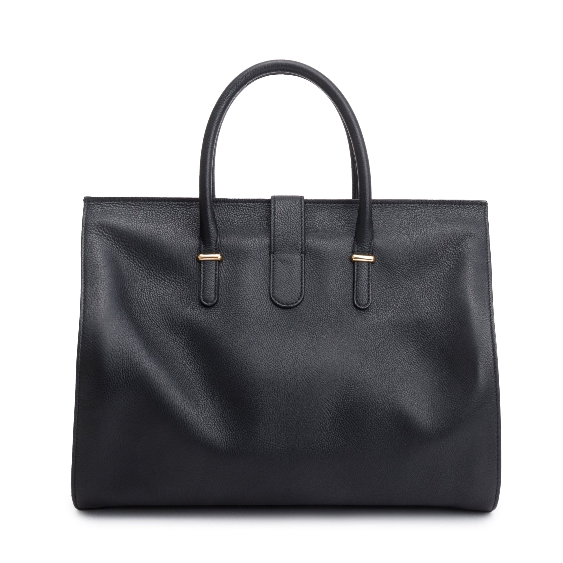 Balenciaga Tube Round Tote Leather Black Tote Bag