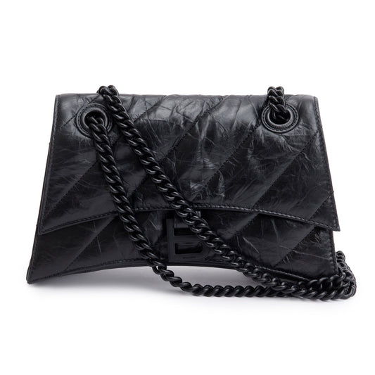 Balenciaga Crush Chain Shoulder Bag Leather Black