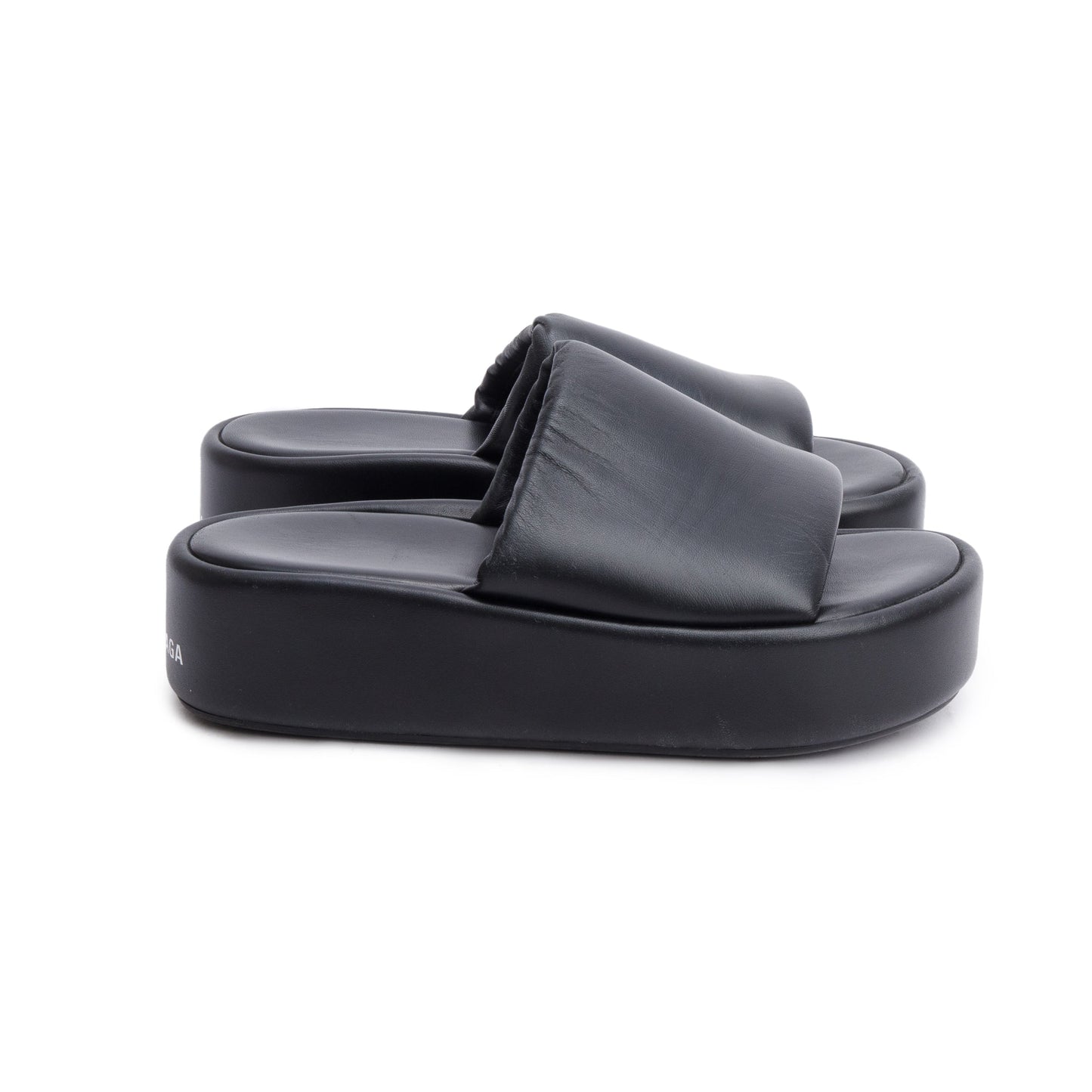 Balenciaga Leatherprinted Platform Slides Size Travel Bag Black