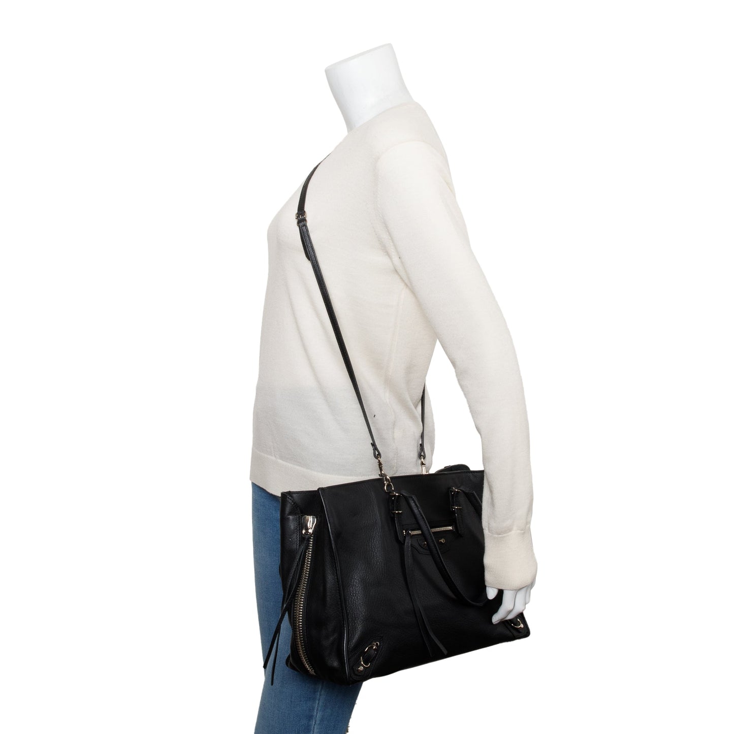 Balenciaga Veau Papier Zip Around Tote Black Tote Bag