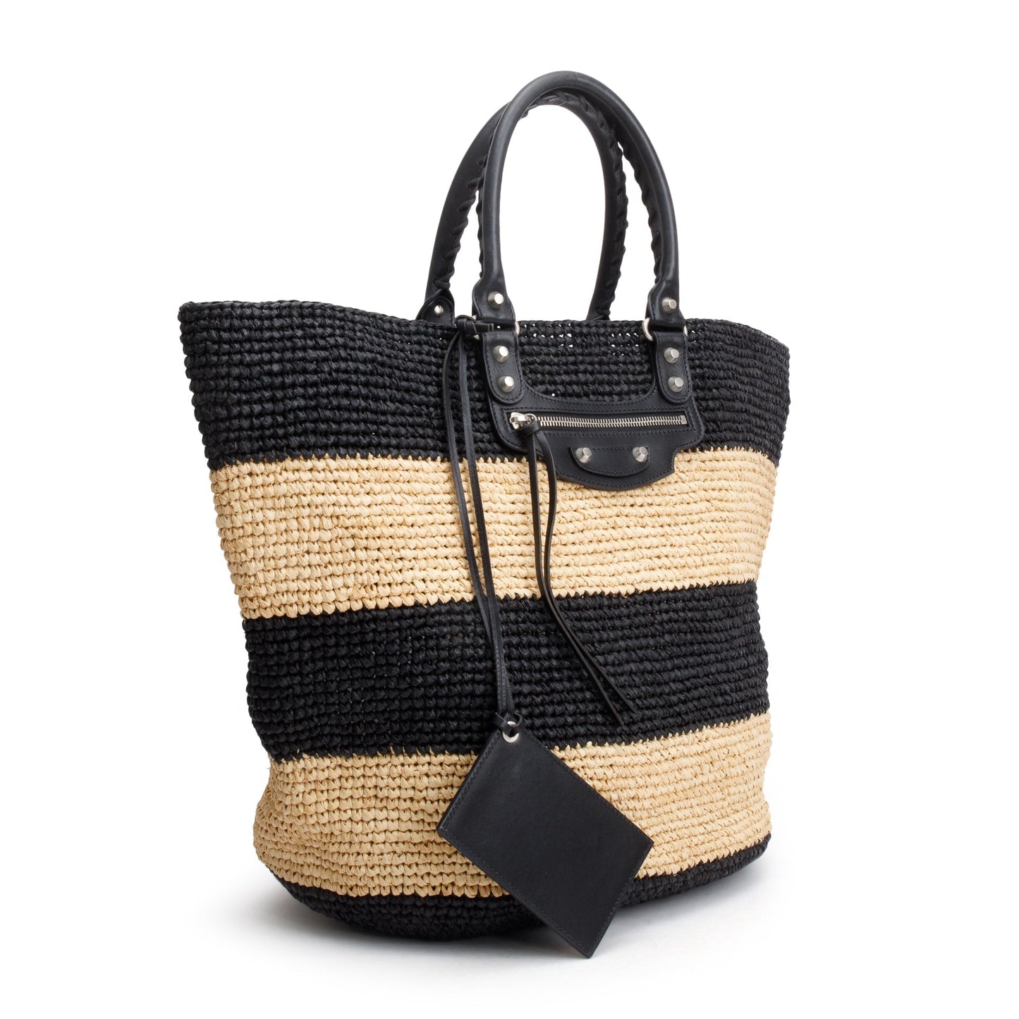 Balenciaga Beige Large Panier Tote Raffia Woven Tote Bag