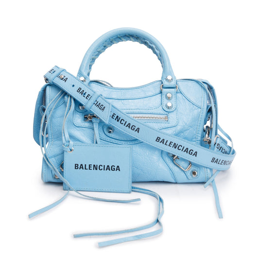 Balenciaga Agneau Classic City Bag Leather Blue Travel Bag