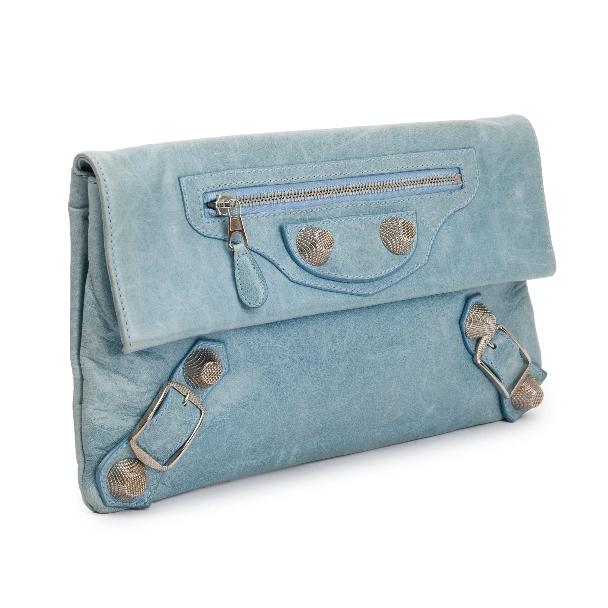 Balenciaga Agneau Giant Envelope Clutch Leather Blue Clutch Bag