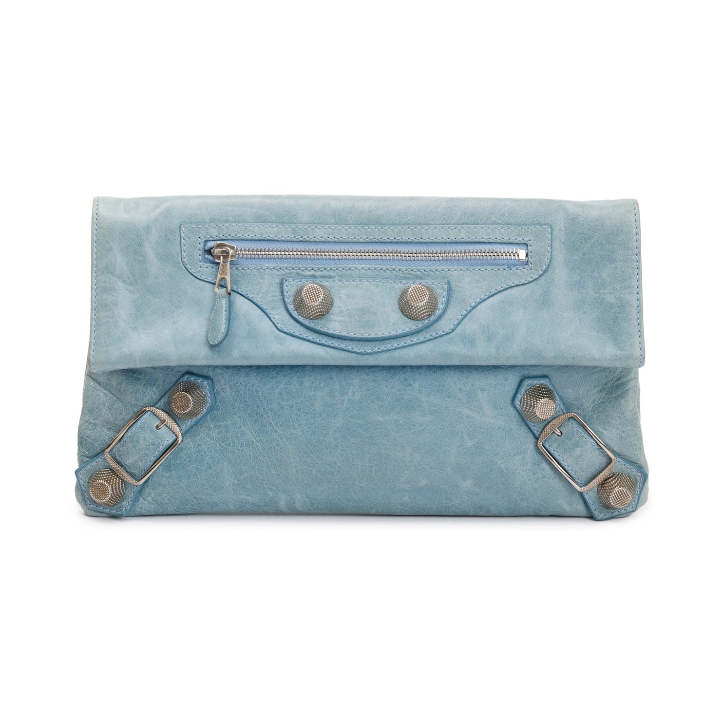 Balenciaga Agneau Giant Envelope Clutch Leather Blue Clutch Bag