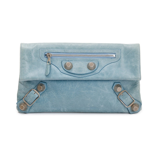 Balenciaga Agneau Giant Envelope Clutch Leather Blue Clutch Bag