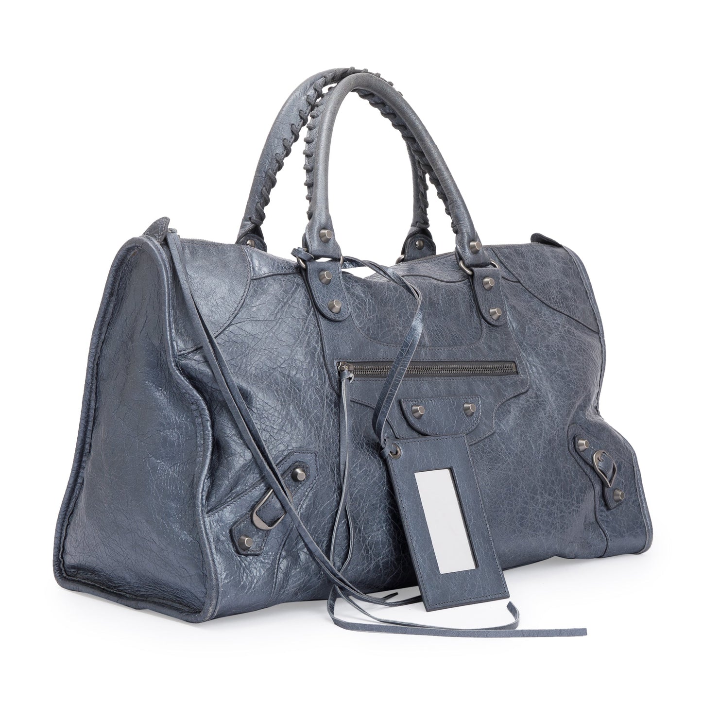 Balenciaga Agneu Motocross Classic Work Bag Leather Blue Travel Bag