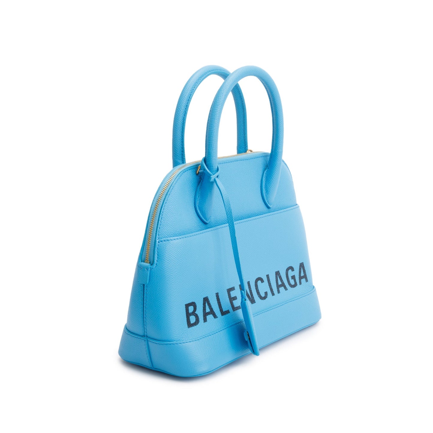 Balenciaga Grained Calfskin Ville Top Handle Bag Leather Blue Travel Bag