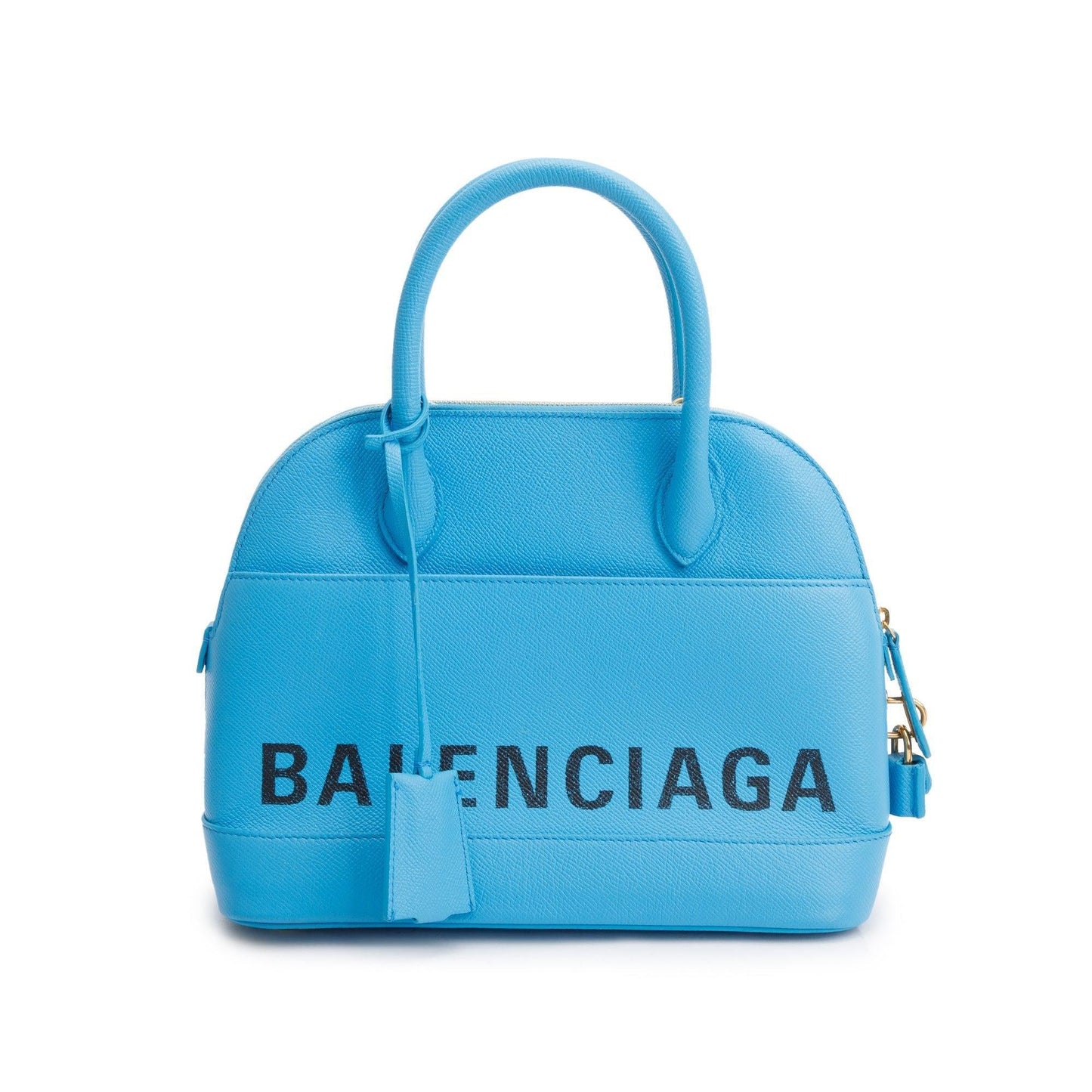 Balenciaga Grained Calfskin Ville Top Handle Bag Leather Blue Travel Bag