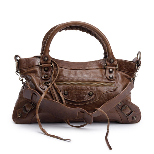 Balenciaga Agneau Le City Bag Leather Brown Travel Bag