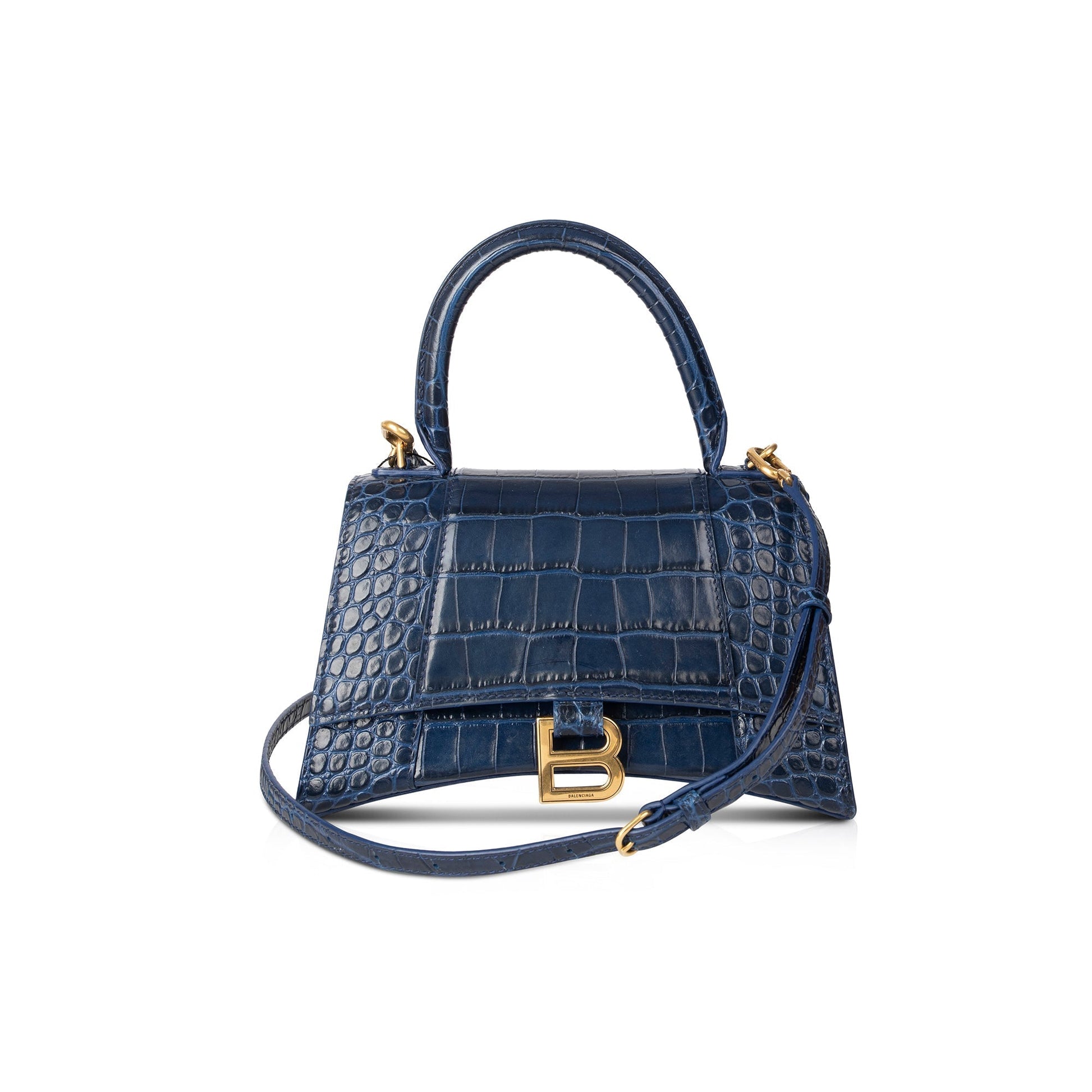 Balenciaga Croc Embossed Hourglass Top Handle Bag Small Travel Bag