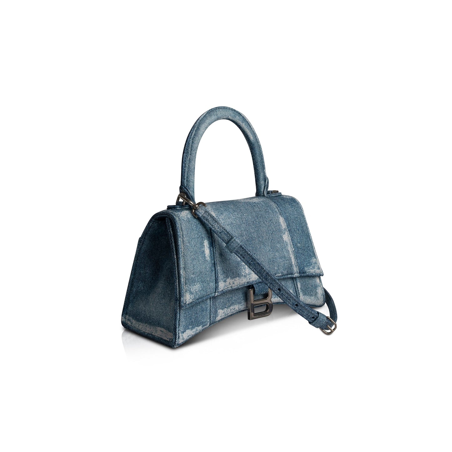 Balenciaga Hourglass Top Handle Bag Denim Small Travel Bag