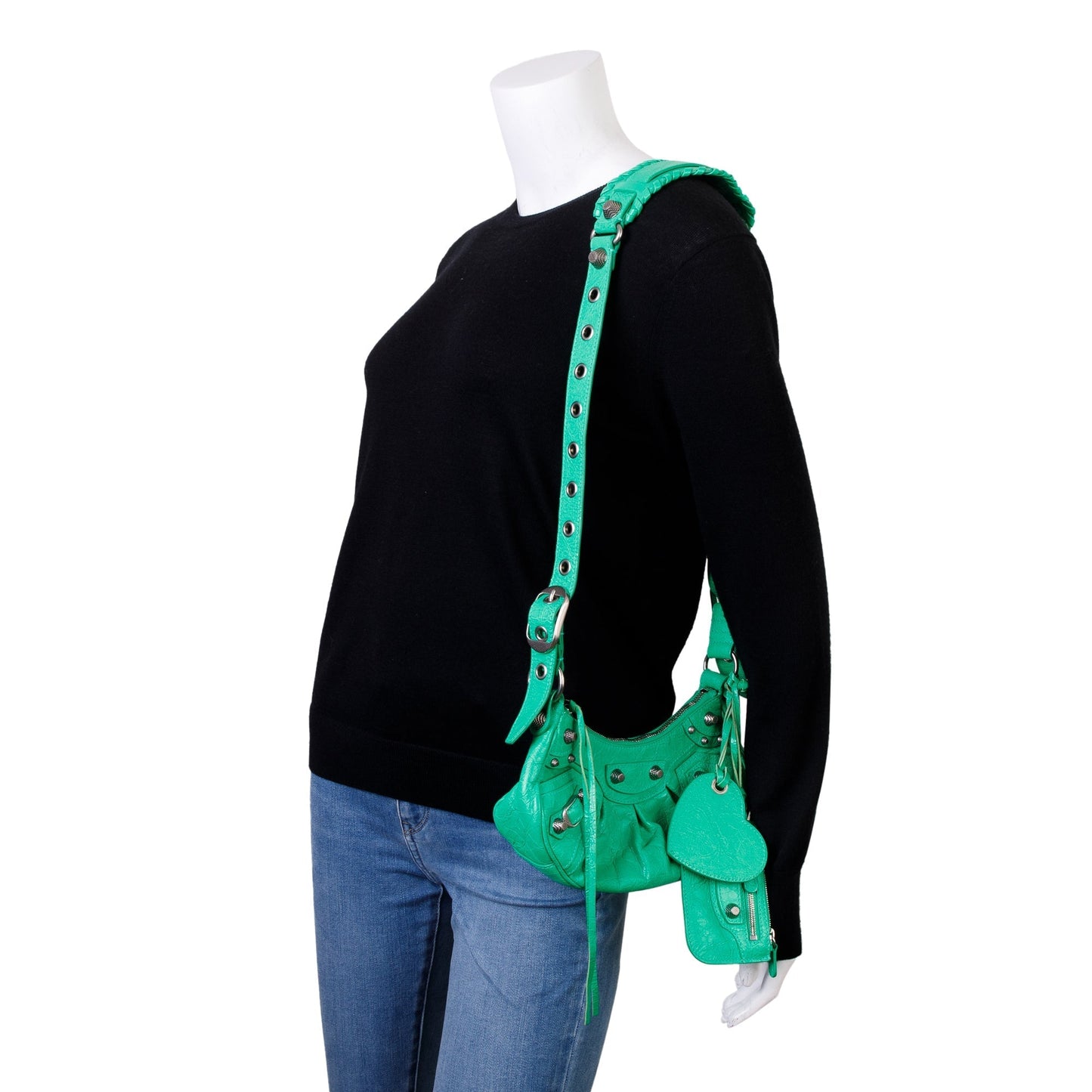 Balenciaga Arena Calfskin Le Cagole Xs Shoulder Bag Leather Green