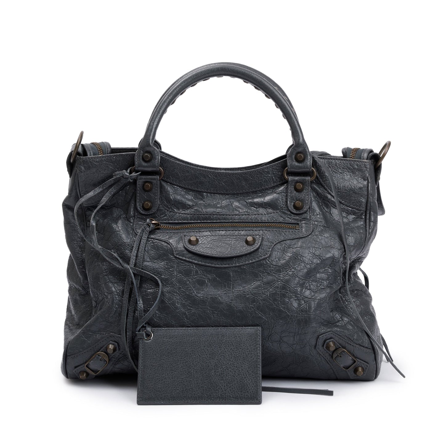Balenciaga Grey Agneu Motocross Classic City Velo Bag Leather Travel Bag