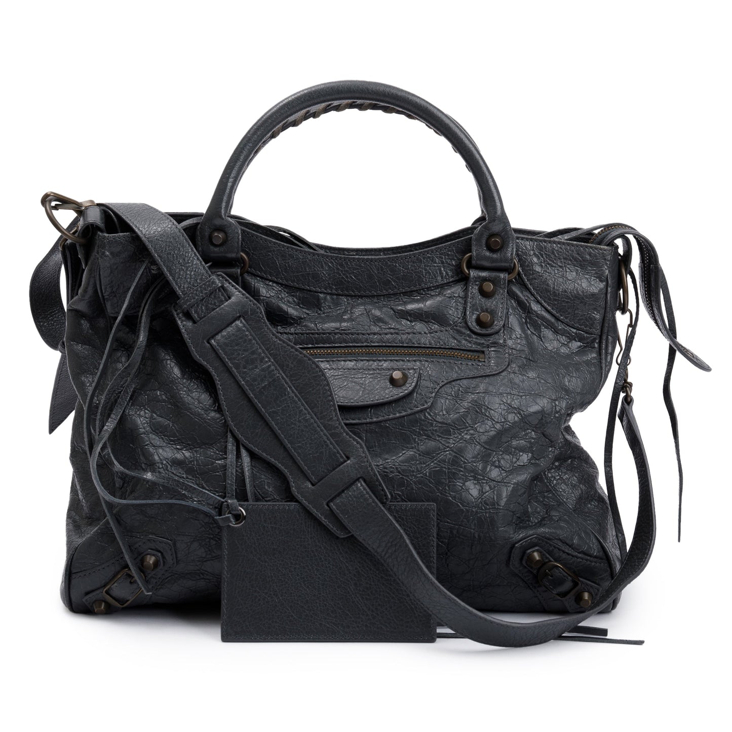 Balenciaga Grey Agneu Motocross Classic City Velo Bag Leather Travel Bag