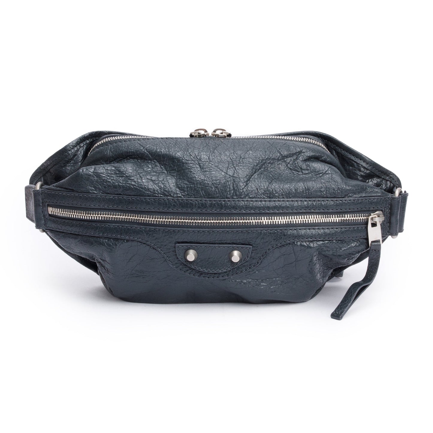 Balenciaga Grey Arena Classic Motocross Neo Lift Hip Leather Travel Bag