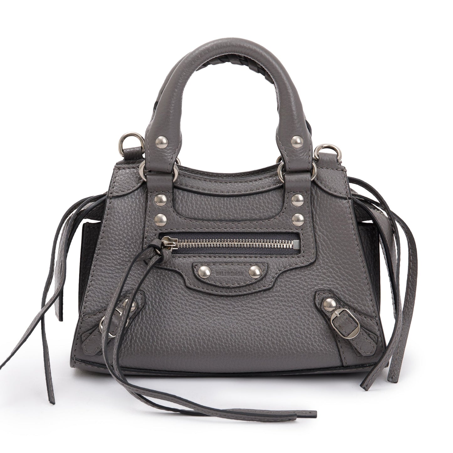 Balenciaga Grey Calfskin Nano Neo Classic Top Handle Leather Travel Bag