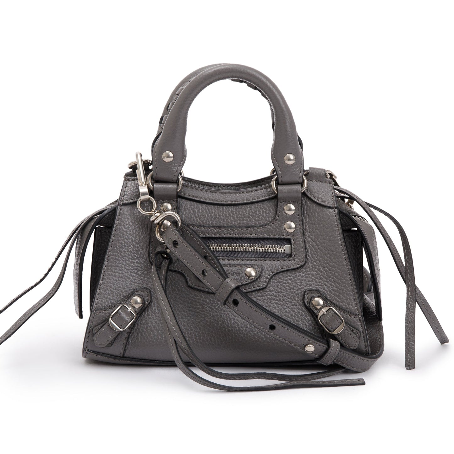 Balenciaga Grey Calfskin Nano Neo Classic Top Handle Leather Travel Bag