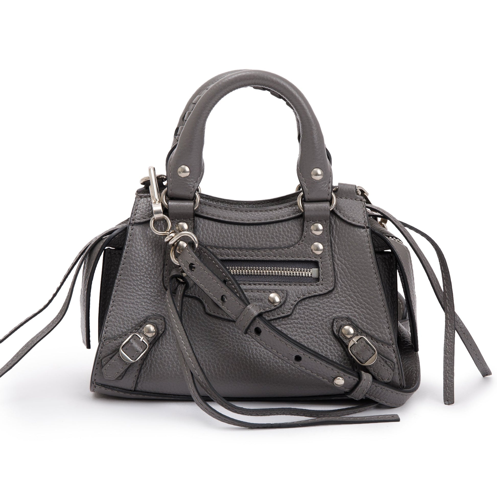 Balenciaga Grey Calfskin Nano Neo Classic Top Handle Leather Travel Bag