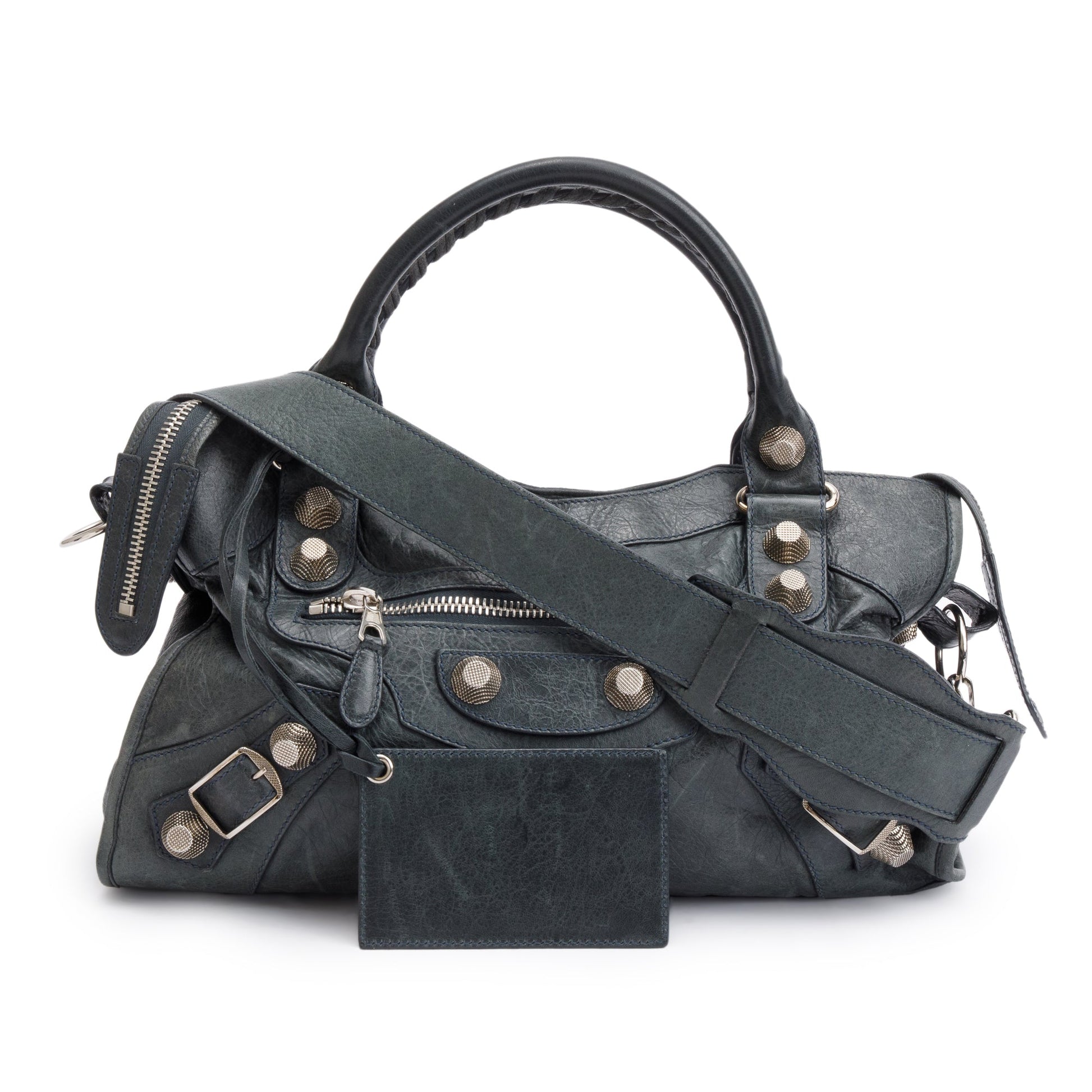 Balenciaga Grey Distressed Arena Giant City Bag Leather Travel Bag