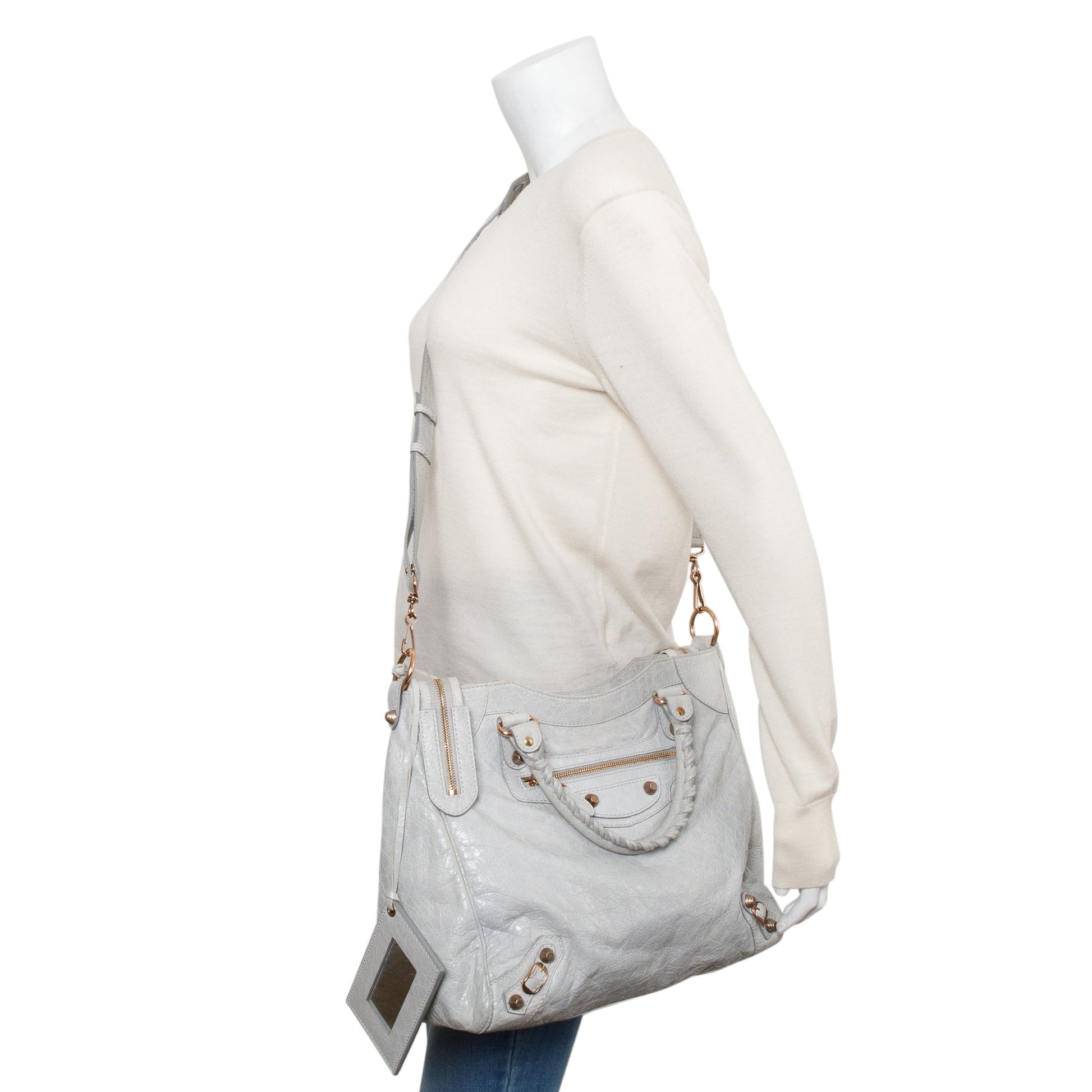 Balenciaga Grey Motocross Agneau Giant City Bag Leather Travel Bag