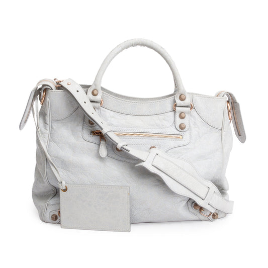 Balenciaga Grey Motocross Agneau Giant City Bag Leather Travel Bag