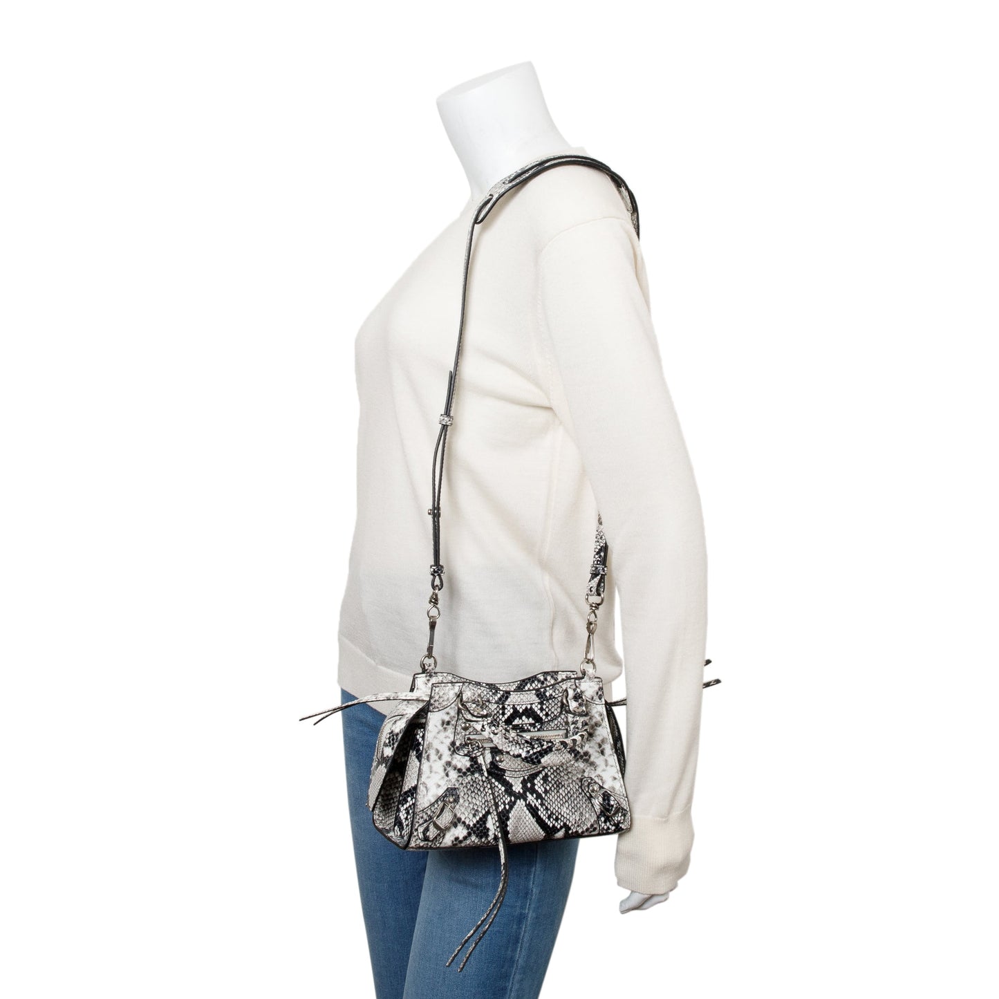 Balenciaga Grey Python Embossed Neo Classic City Bag Mini Travel Bag