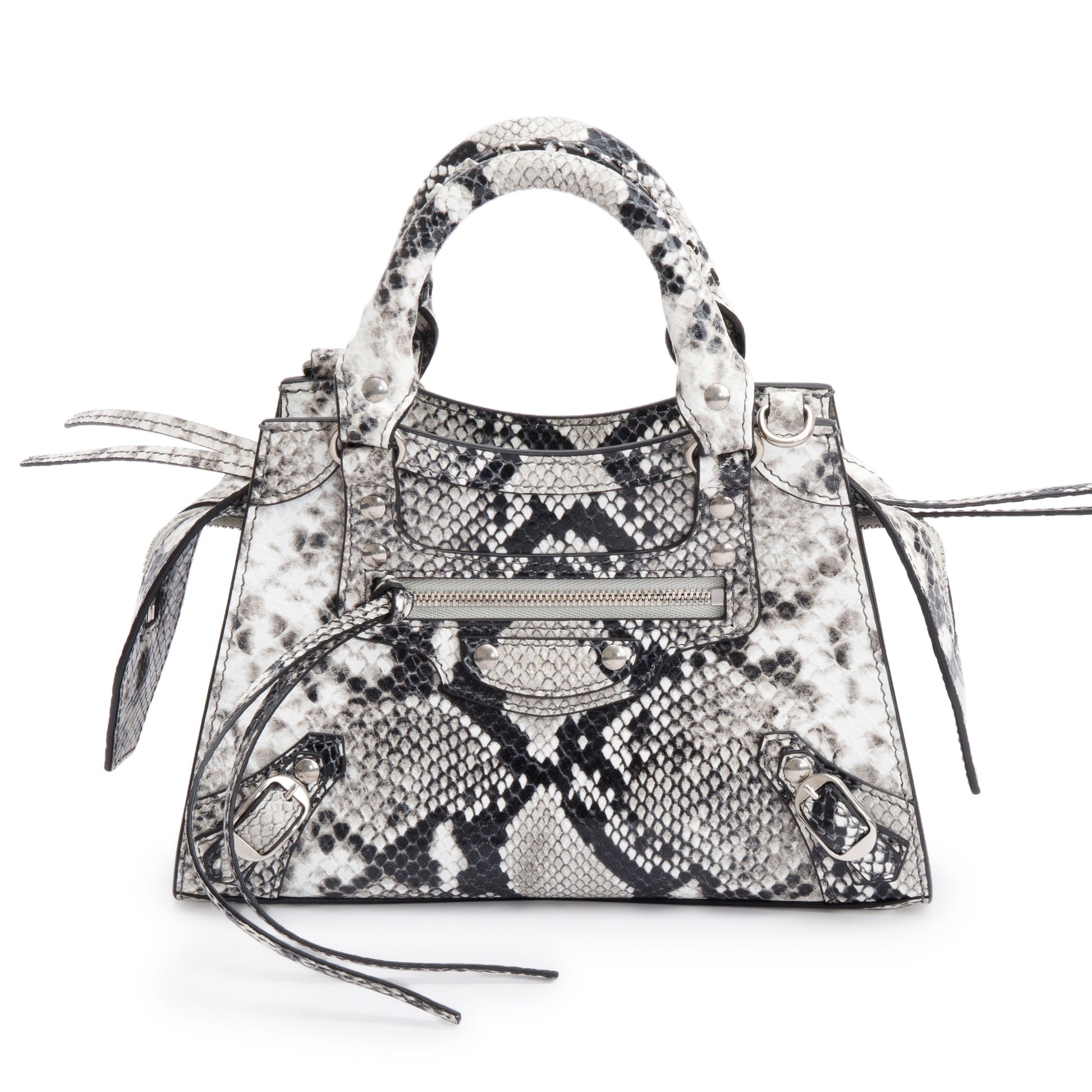 Balenciaga Grey Python Embossed Neo Classic City Bag Mini Travel Bag