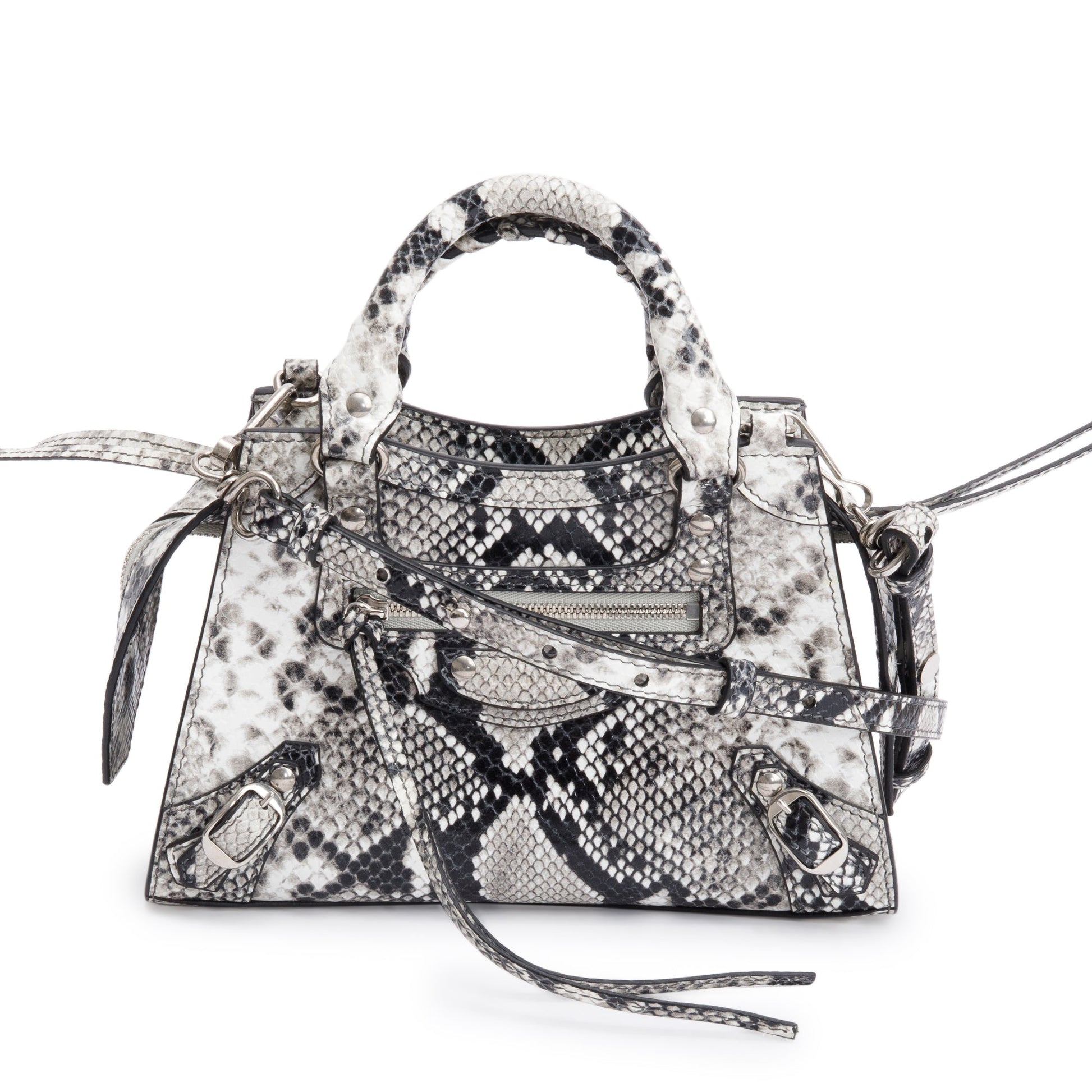 Balenciaga Grey Python Embossed Neo Classic City Bag Mini Travel Bag