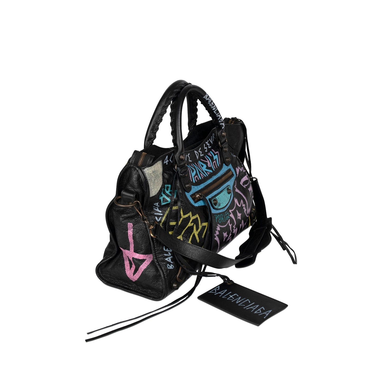 Balenciaga Graffiti Motocross Classic City Bag Medium Travel Bag