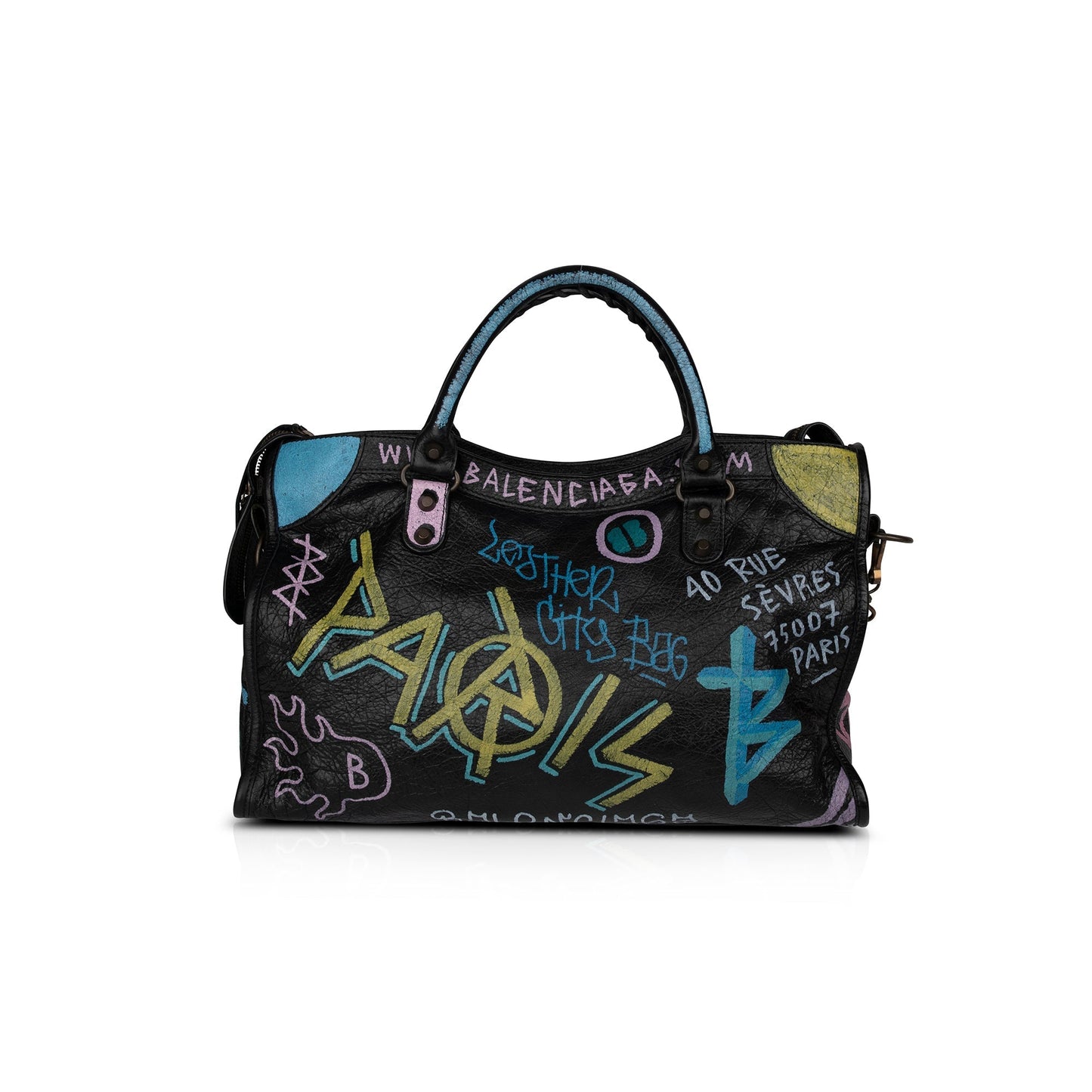 Balenciaga Graffiti Motocross Classic City Bag Medium Travel Bag