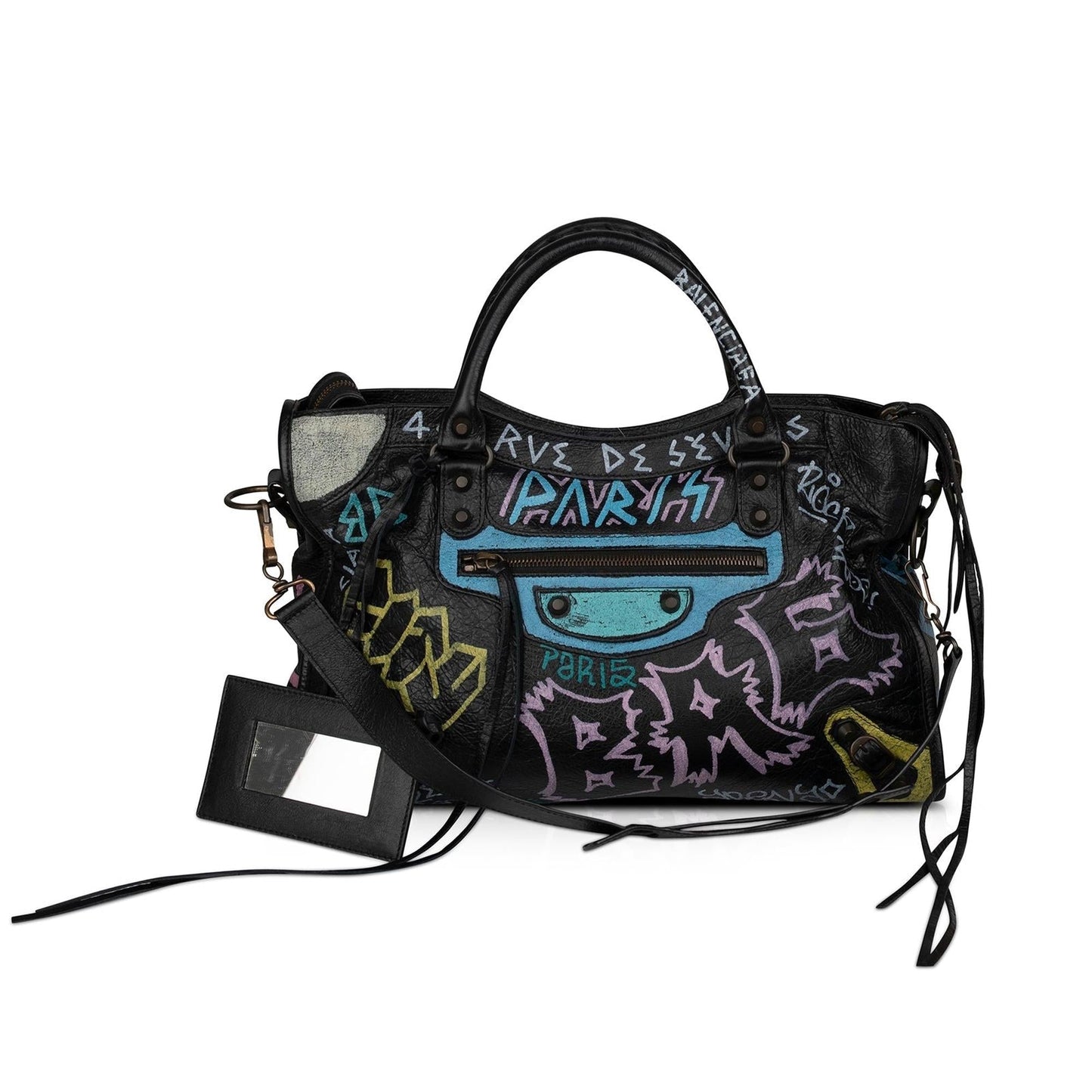 Balenciaga Graffiti Motocross Classic City Bag Medium Travel Bag