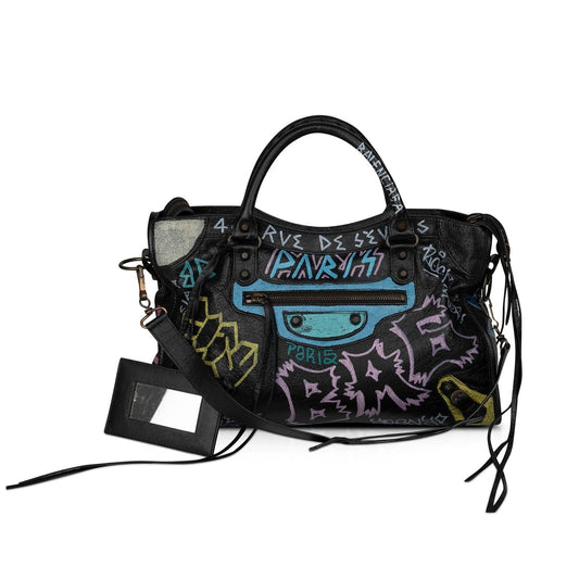 Balenciaga Graffiti Motocross Classic City Bag Medium Travel Bag