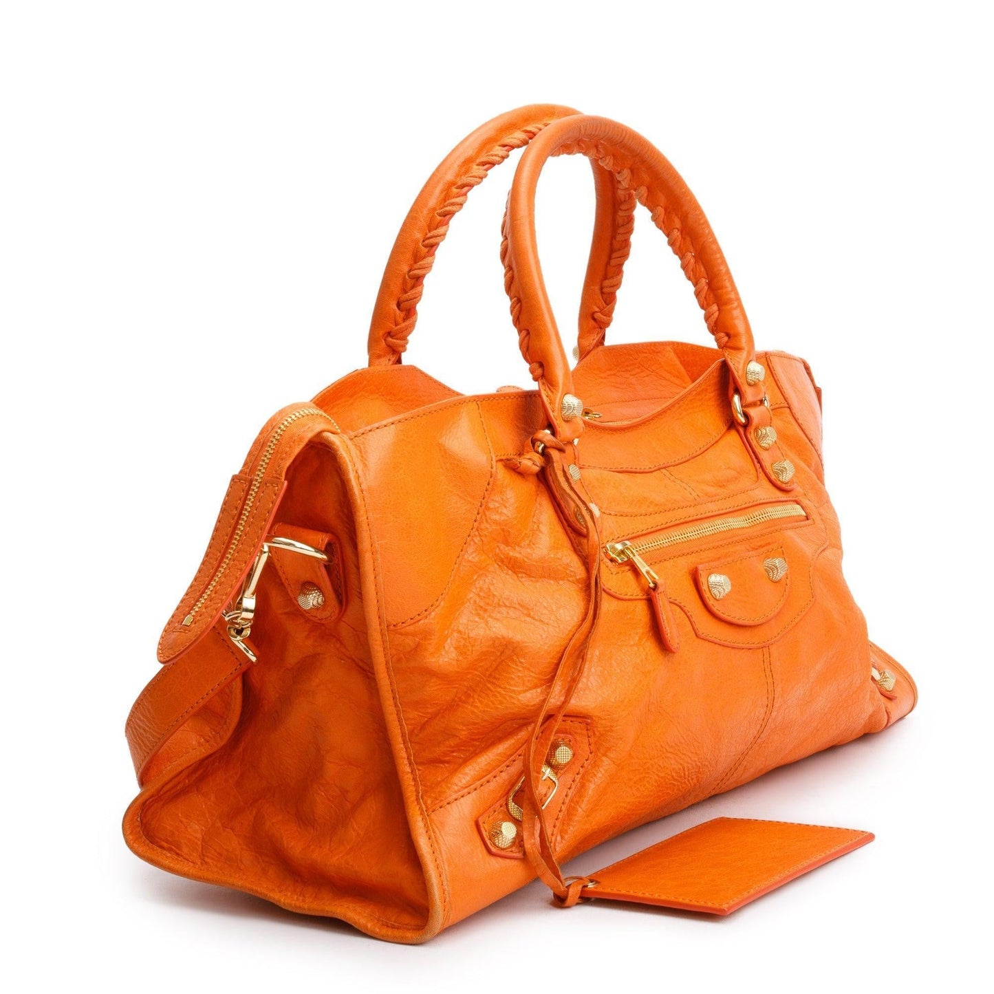 Balenciaga Orange Agneau Giant City Bag Leather Travel Bag