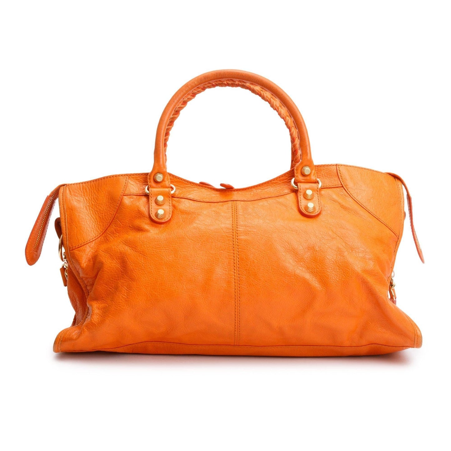 Balenciaga Orange Agneau Giant City Bag Leather Travel Bag