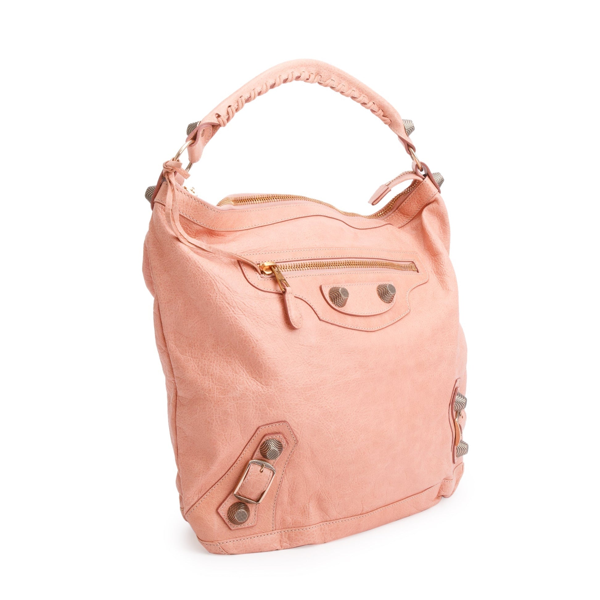 Balenciaga Peach Agneau Classic Day Hobo Bag Leather Travel Bag