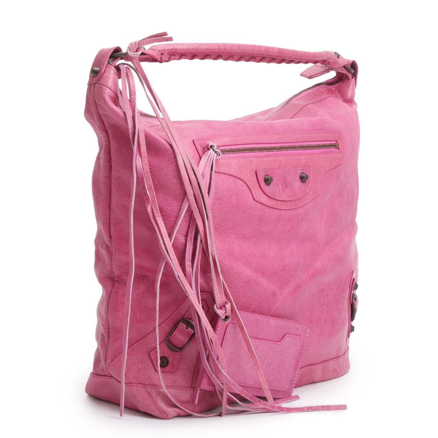 Balenciaga Agneau Classic Day Hobo Bag Leather Pink Travel Bag